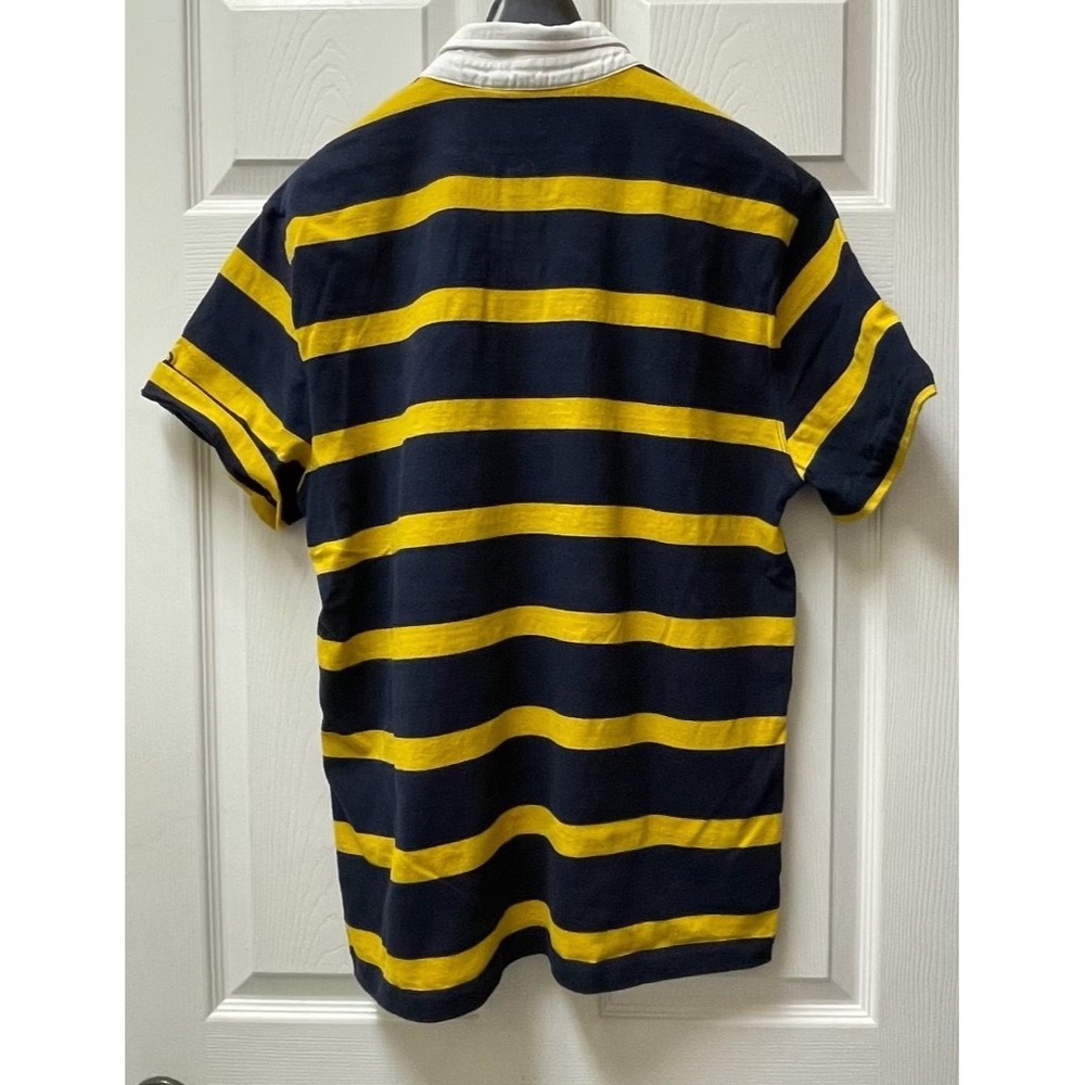 Banana Republic Men's Large Short Sleeved‎ Rugby Polo Navy/Yellow Preppy - Picture 5 of 10